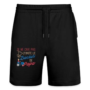 J'imite le tracteur de papa humour bébé - Short de jogging bio TRAINER Stanley/Stella unisexe - noir - Devant - Nik (191cm) & Marisol (170cm)