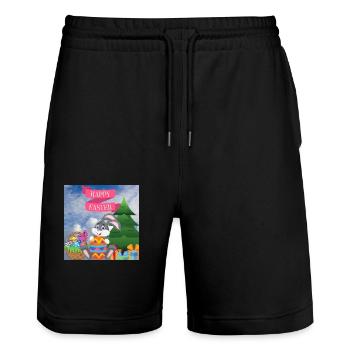 Joyeux Noël, Noël - Short de jogging bio TRAINER Stanley/Stella unisexe - noir - Devant - Nik (191cm) & Marisol (170cm)