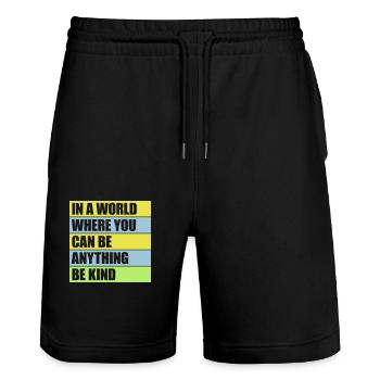 you can be kind - Stanley/Stella Unisex Bio Joggingshorts Trainer  - Schwarz - Vorne - Nik (191cm) & Marisol (170cm)
