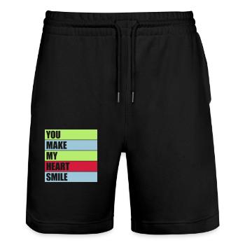 make my heart smile - Stanley/Stella Unisex Bio Joggingshorts Trainer  - Schwarz - Vorne - Nik (191cm) & Marisol (170cm)