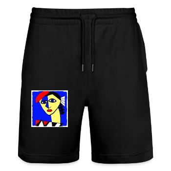 Women from paris - Stanley/Stella Trainer Unisex Organic Jogging Shorts - black - Front - Nik (191cm) & Marisol (170cm)
