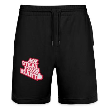 mr steal your heart - Stanley/Stella Unisex Bio Joggingshorts Trainer  - Schwarz - Vorne - Nik (191cm) & Marisol (170cm)