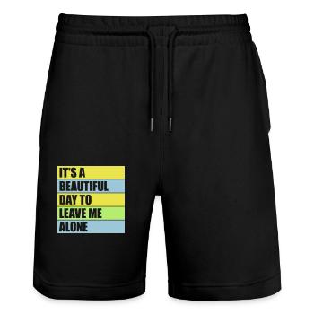 leave me alone day - Stanley/Stella Unisex Bio Joggingshorts Trainer  - Schwarz - Vorne - Nik (191cm) & Marisol (170cm)