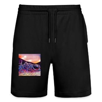 KAKADEN - Stanley/Stella Unisex Bio Joggingshorts Trainer  - Schwarz - Vorne - Nik (191cm) & Marisol (170cm)