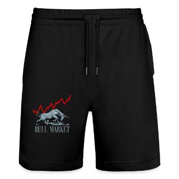 Bullen Markt Aktien Investieren Reichtum - Stanley/Stella Unisex Bio Joggingshorts Trainer  - Schwarz - Vorne - Nik (191cm) & Marisol (170cm)
