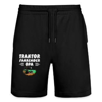 Traktor - Stanley/Stella Unisex Bio Joggingshorts Trainer  - Schwarz - Vorne - Nik (191cm) & Marisol (170cm)
