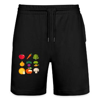 Grillgemüse - Stanley/Stella Unisex Bio Joggingshorts Trainer  - Schwarz - Vorne - Nik (191cm) & Marisol (170cm)