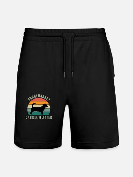Rauhaardackel Glitter Retro Sunset - Stanley/Stella Unisex Bio Joggingshorts Trainer  - Schwarz