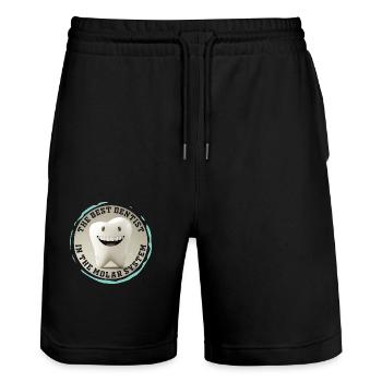 Best dentist in the molar system - bester Zahnarzt - Stanley/Stella Unisex Bio Joggingshorts Trainer  - Schwarz - Vorne - Nik (191cm) & Marisol (170cm)