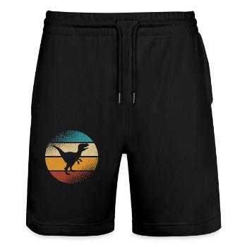 Velociraptor Dino Dinosaurier - Stanley/Stella Unisex Bio Joggingshorts Trainer  - Schwarz - Vorne - Nik (191cm) & Marisol (170cm)