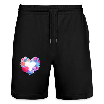 Valentinstag Verlobung Hochzeit Liebe Muttertag - Stanley/Stella Unisex Bio Joggingshorts Trainer  - Schwarz - Vorne - Nik (191cm) & Marisol (170cm)