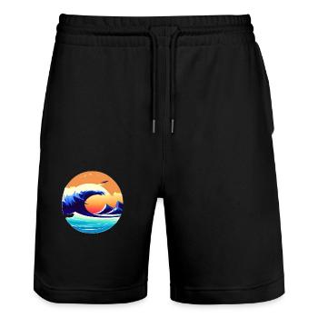 Surfer Planche de surf Surf Surf - Short de jogging bio TRAINER Stanley/Stella unisexe - noir - Devant - Nik (191cm) & Marisol (170cm)