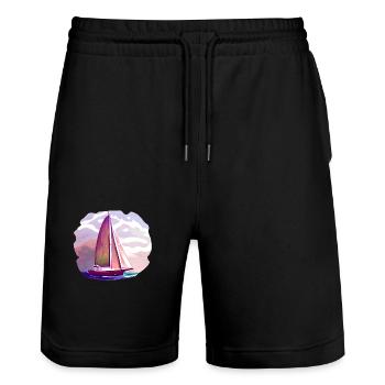 Sailing Sailing Sailboat Sailing Ship Sailor - Stanley/Stella Trainer Unisex Organic Jogging Shorts - black - Front - Nik (191cm) & Marisol (170cm)