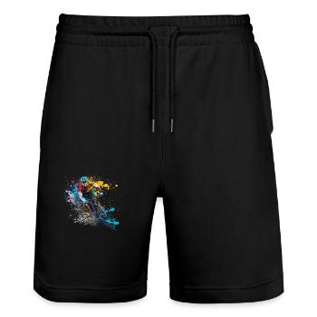 Cyclist - Stanley/Stella Trainer Unisex Organic Jogging Shorts - black - Front - Nik (191cm) & Marisol (170cm)