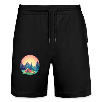 Camping Gift Tents Motorhome Caravan Camp - Stanley/Stella Trainer Unisex Organic Jogging Shorts - black - Front - Nik (191cm) & Marisol (170cm)