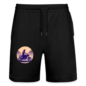 Motorcycle Motorcycle Fan Motorcross Motorcyclists - Stanley/Stella Trainer Unisex Organic Jogging Shorts - black - Front - Nik (191cm) & Marisol (170cm)