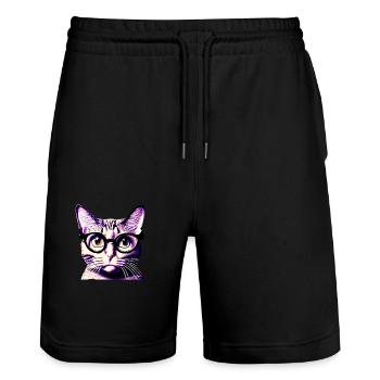 Cat Pet Domestic Cat Kitten Cat Owner - Stanley/Stella Trainer Unisex Organic Jogging Shorts - black - Front - Nik (191cm) & Marisol (170cm)