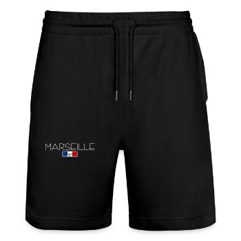 MARSEILLE FRANCE HOLIDAY SUMMER PARTY (w) - Stanley/Stella Trainer Unisex Organic Jogging Shorts - black - Front - Nik (191cm) & Marisol (170cm)