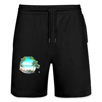 Sommerurlaub Insel Palme Strand Sonne Palmen - Stanley/Stella Unisex Bio Joggingshorts Trainer  - Schwarz - Vorne - Nik (191cm) & Marisol (170cm)