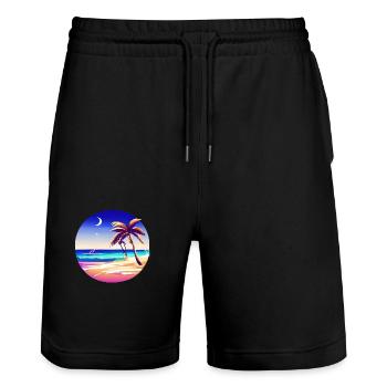 Vacances d’été Beach Island Palm Sun Palms - Short de jogging bio TRAINER Stanley/Stella unisexe - noir - Devant - Nik (191cm) & Marisol (170cm)