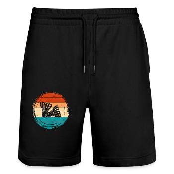 Badminton - Stanley/Stella Unisex Bio Joggingshorts Trainer  - Schwarz - Vorne - Nik (191cm) & Marisol (170cm)