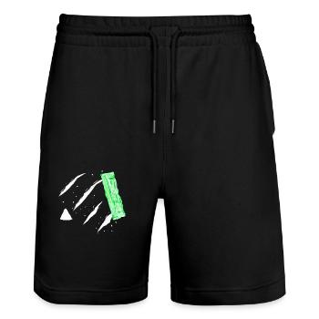 I consume - Stanley/Stella Trainer Unisex Organic Jogging Shorts - black - Front - Nik (191cm) & Marisol (170cm)