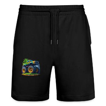 Monster truck - Short de jogging bio TRAINER Stanley/Stella unisexe - noir - Devant - Nik (191cm) & Marisol (170cm)