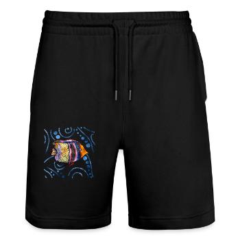 Poisson - Short de jogging bio TRAINER Stanley/Stella unisexe - noir - Devant - Nik (191cm) & Marisol (170cm)