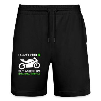 I CAN'T FIND N BUT WHEN I DO IT'S AT FULL THROTTLE - Stanley/Stella Unisex Bio Joggingshorts Trainer  - Schwarz - Vorne - Nik (191cm) & Marisol (170cm)