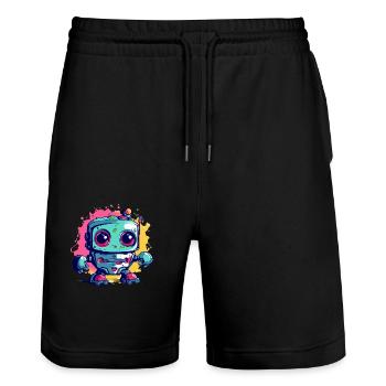 Blockieren Sie den kawaiianischen Roboter - Stanley/Stella Unisex Bio Joggingshorts Trainer  - Schwarz - Vorne - Nik (191cm) & Marisol (170cm)