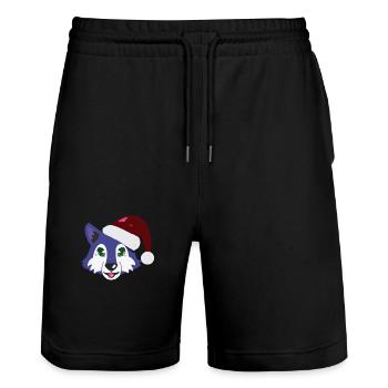 The Christmas Wolf - Stanley/Stella Trainer Unisex Organic Jogging Shorts - black - Front - Nik (191cm) & Marisol (170cm)