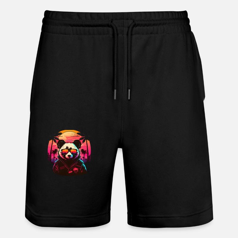 Synthwave Panda Sunset - Short de jogging bio TRAINER Stanley/Stella unisexe - noir
