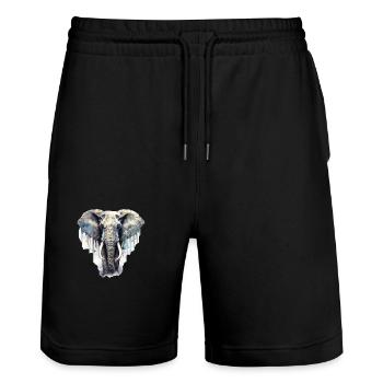 Elephant - Stanley/Stella Trainer Unisex Organic Jogging Shorts - black - Front - Nik (191cm) & Marisol (170cm)