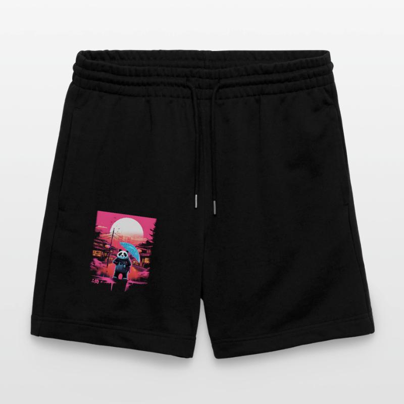 Synthwave Panda with umbrella Stanley/Stella Trainer Unisex Organic Jogging Shorts