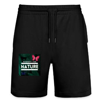 Respect the Nature - Stanley/Stella Unisex Bio Joggingshorts Trainer  - Schwarz - Vorne - Nik (191cm) & Marisol (170cm)