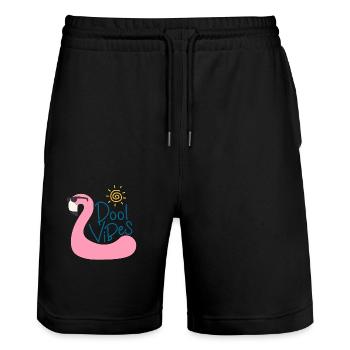 Piscine Vibes Flamingo - Short de jogging bio TRAINER Stanley/Stella unisexe - noir - Devant - Nik (191cm) & Marisol (170cm)