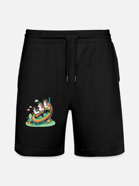 Einhörner im Regenbogenland - Stanley/Stella Unisex Bio Joggingshorts Trainer  - Schwarz