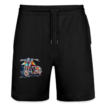With the trike, enjoy nature - Stanley/Stella Trainer Unisex Organic Jogging Shorts - black - Front - Nik (191cm) & Marisol (170cm)