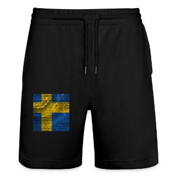Suède Suède drapeau national norden skandinavia - Short de jogging bio TRAINER Stanley/Stella unisexe - noir - Devant - Nik (191cm) & Marisol (170cm)