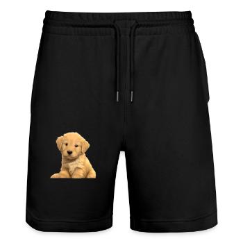 Hundewelpe Golden Retriever Hundebesitzer Hunde - Stanley/Stella Unisex Bio Joggingshorts Trainer  - Schwarz - Vorne - Nik (191cm) & Marisol (170cm)