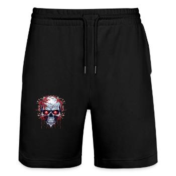 Dämonischer Totenkopf mit roten Augen - Stanley/Stella Unisex Bio Joggingshorts Trainer  - Schwarz - Vorne - Nik (191cm) & Marisol (170cm)