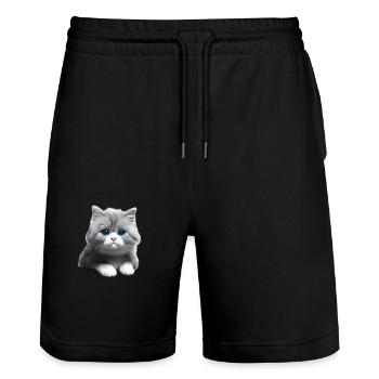 Chaton Chat domestique Chat Propriétaire de chat de compagnie - Short de jogging bio TRAINER Stanley/Stella unisexe - noir - Devant - Nik (191cm) & Marisol (170cm)