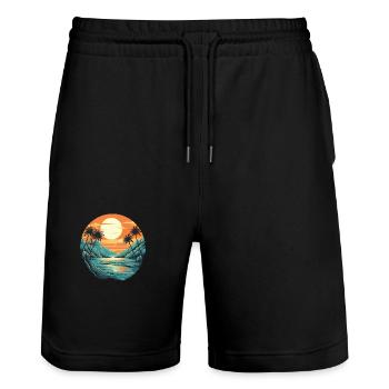 Strand - Stanley/Stella Unisex Bio Joggingshorts Trainer  - Schwarz - Vorne - Nik (191cm) & Marisol (170cm)