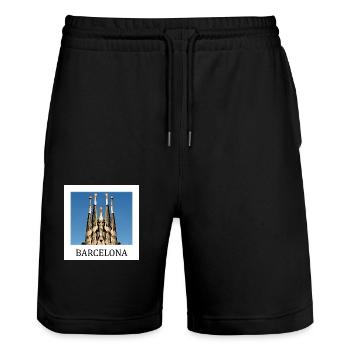 Barcelona - Stanley/Stella Trainer Unisex Organic Jogging Shorts - black - Front - Nik (191cm) & Marisol (170cm)