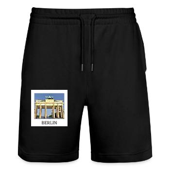 Berlin - Stanley/Stella Unisex Bio Joggingshorts Trainer  - Schwarz - Vorne - Nik (191cm) & Marisol (170cm)