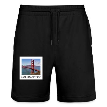 San Francisco - Stanley/Stella Unisex Bio Joggingshorts Trainer  - Schwarz - Vorne - Nik (191cm) & Marisol (170cm)