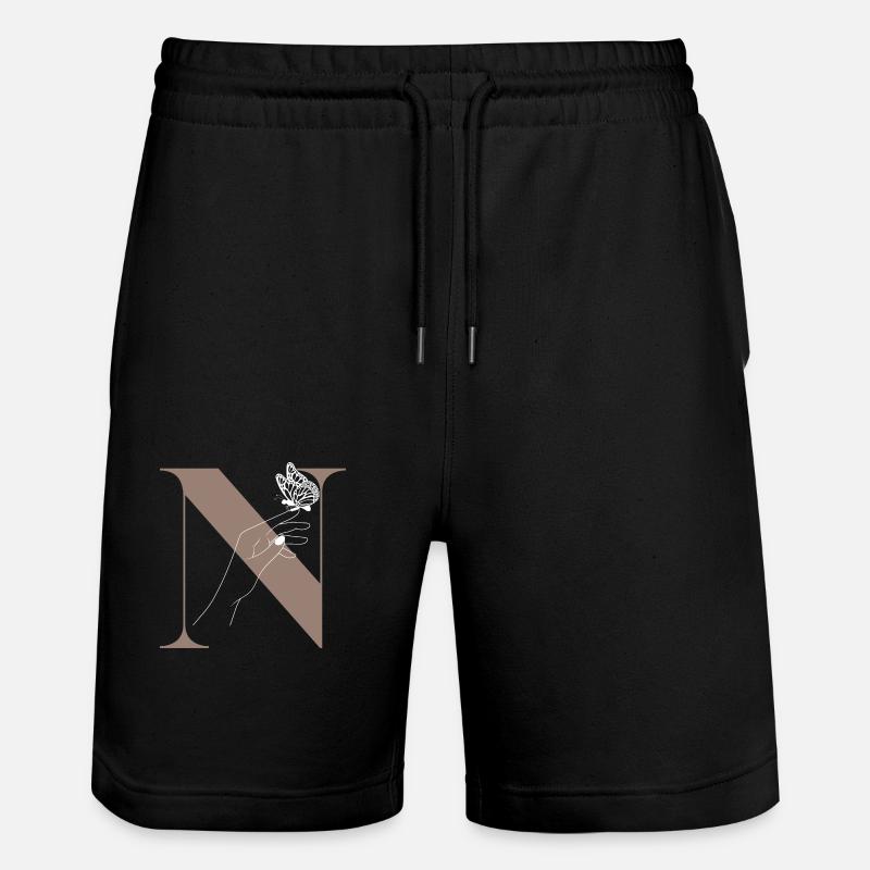 letter n magic butterfly - Stanley/Stella Trainer Unisex Organic Jogging Shorts - black