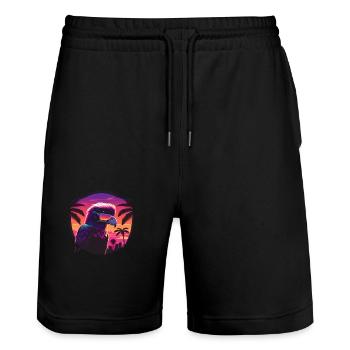 Synthwave eagle portant des lunettes de soleil - Short de jogging bio TRAINER Stanley/Stella unisexe - noir - Devant - Nik (191cm) & Marisol (170cm)
