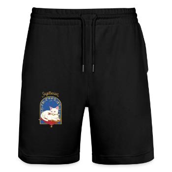 Saguittarius Zodiac Sign Cat - Stanley/Stella Unisex Bio Joggingshorts Trainer  - Schwarz - Vorne - Nik (191cm) & Marisol (170cm)