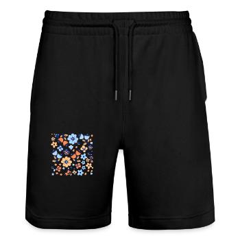 Wildflowers-gift idea - Stanley/Stella Trainer Unisex Organic Jogging Shorts - black - Front - Nik (191cm) & Marisol (170cm)
